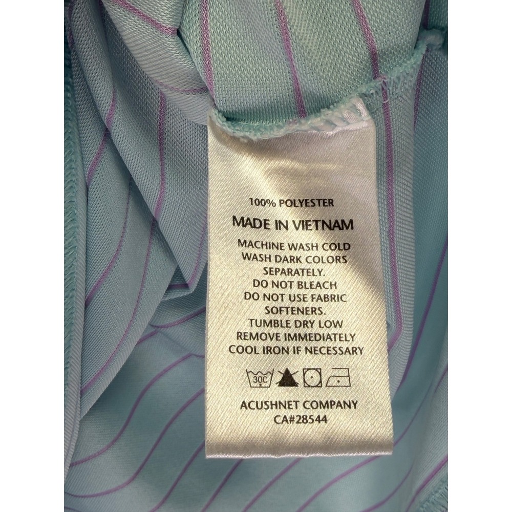 FootJoy Mens XL Striped Golf Polo Teal Purple Silver Spring Embroidered (R19) - Picture 4 of 6